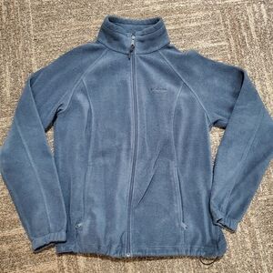 Columbia Full Zip Fleece Sweatshirt Womans Large Outdoors Hiking Fuzzy Warm Blue